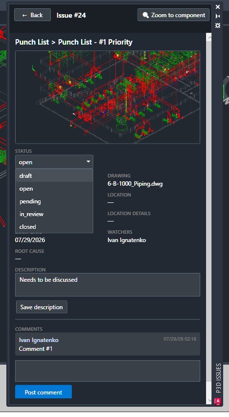 Status dropdown open on an issue, showing the statuses permitted for that issue